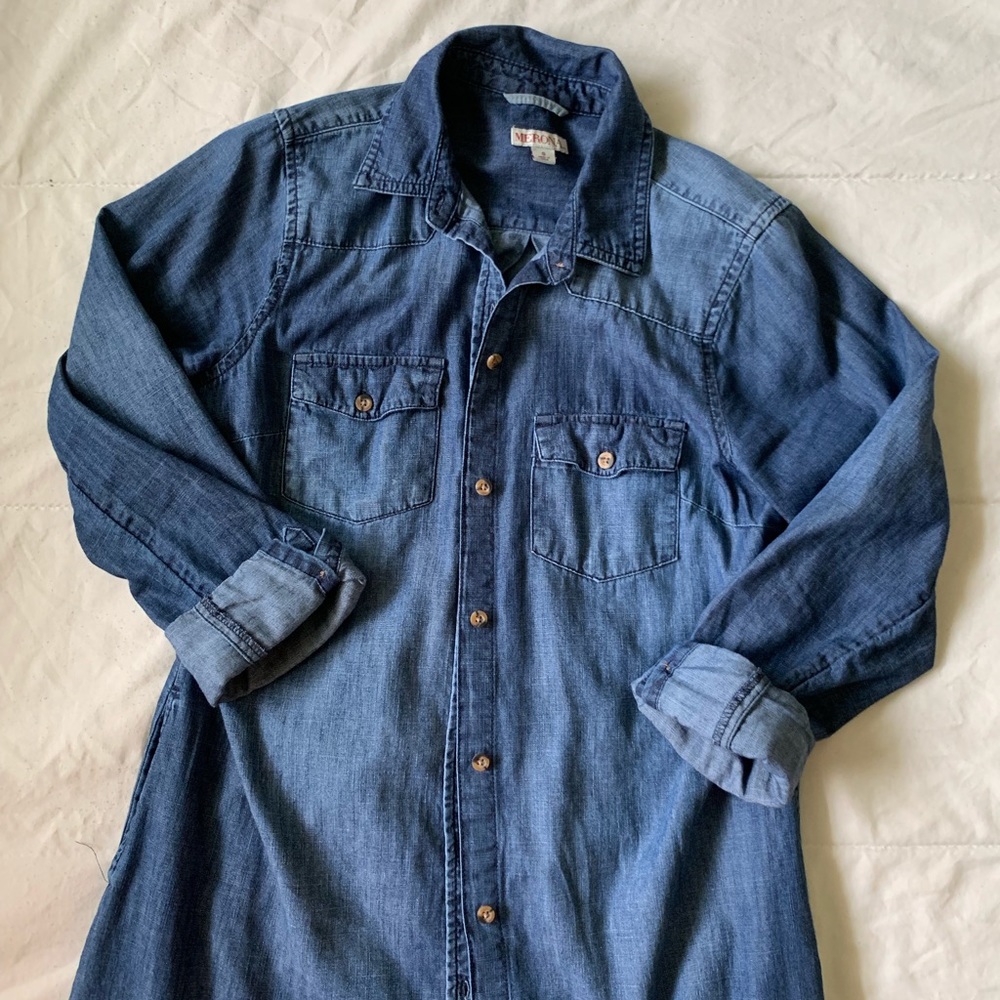 Button Down Jean Dress - Picture 1 of 3